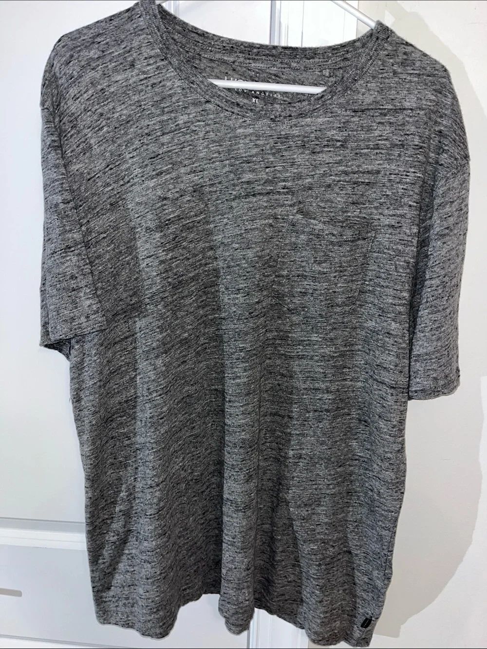 Lucky Brands Los Angeles Woven Gray Pocket T Shirt XL Cotton Poly No shrink